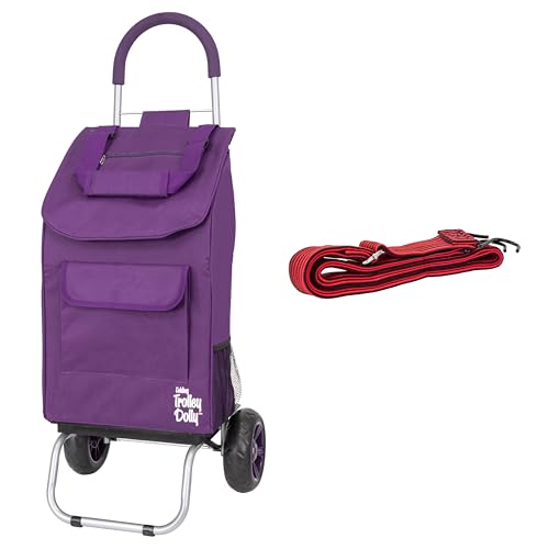 dbest Products Trolley Dolly Purple Bungee Cord Bundle Foldable Shopping cart for Groceries with Wheels and Removable Bag and Rolling Personal Handtruck Standard, 1 Unit - color: Purple, style: Bundle