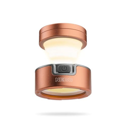 NEBO Poppy Puck Pocket Lantern | Pocket Light, Compact 2-in-1 Mini Lantern, 300 Lumen, Rechargeable, 3 Light Modes, Magnetic Base & Hanging Hooks - Rose Gold - color: Rose Gold
