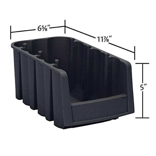 Akro-Mils 30716 Economy Stacking Shelf Plastic Storage Bins, (12-Inch x 6-5/8-Inch x 5-Inch), Black (10-Pack) - size: 11.78 x 6.625 x 5