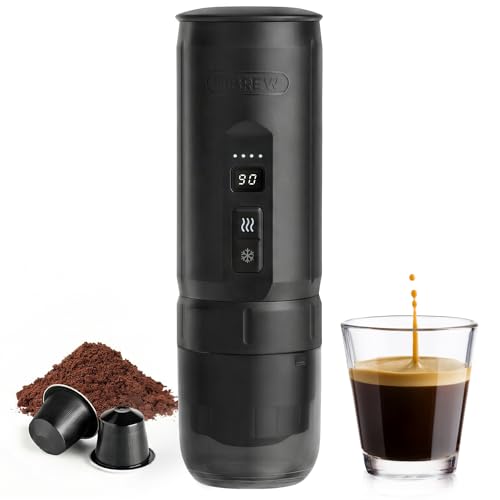 HIBREW H4C Classic - Portable Electric Espresso Machine, USB-C Rechargeable Coffee Maker with Removable Battery, Compatible with Ground Coffee & NS Capsules, Travel & Home(Black) - color: Black