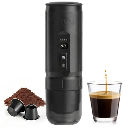 HIBREW H4C Classic - Portable Electric Espresso Machine, USB-C Rechargeable Coffee Maker with Removable Battery, Compatible with Ground Coffee & NS Capsules, Travel & Home(Black) - color: Black