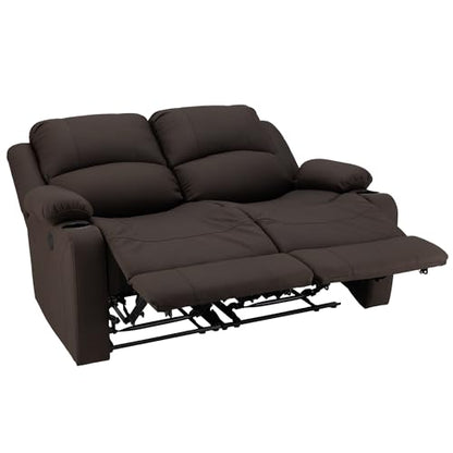 Camper Comfort 58" Wall Hugger Reclining RV Theater Seats | Double Recliner RV Sofa | RV Couch | Wall Hugger Recliner | RV Theater Seating | RV Furniture (Manual, Chocolate) - color: Chocolate, style: Manual