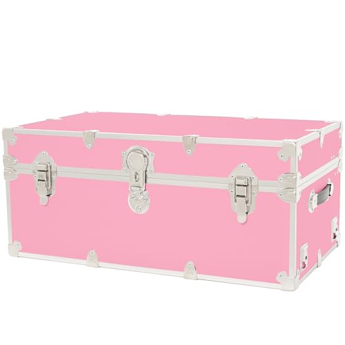 Rhino Trunk & Case Classic Large Trunk - 32"x18"x14", 1500+ lbs Capacity - Many Colors, Soft-Close Lid. Strong, USA Made Summer Camp Footlocker and Secure College Dorm Storage Chest - color: Pink, size: 32" Without Wheels