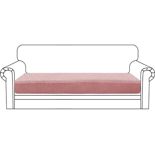 ZNSAYOTX Stretch Cushion Covers Sofa Cushion Couch Seat Covers Slipcovers Soft Replacement Unique Pattern Furniture Protector with Elastic Bottom (Rose, 1 Pc 3-Seat Cushion Cover) - color: Rose, size: 1 Cushion Sofa