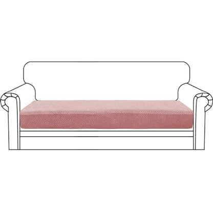 ZNSAYOTX Stretch Cushion Covers Sofa Cushion Couch Seat Covers Slipcovers Soft Replacement Unique Pattern Furniture Protector with Elastic Bottom (Rose, 1 Pc 3-Seat Cushion Cover) - color: Rose, size: 1 Cushion Sofa