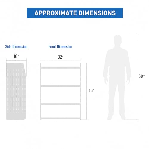 AA Products Model SH-4603-T3(3) Steel Low/Mid/High Roof Van Shelving Storage System Fits Transit, GM, NV, Promaster and Sprinter, Set of 3 Contoured Shelving Unit, 32" W x 46" H x 16" D