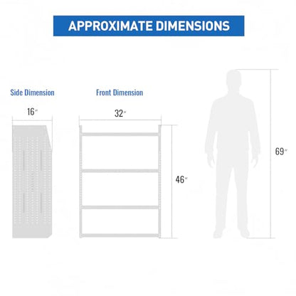 AA Products Model SH-4603-T3(3) Steel Low/Mid/High Roof Van Shelving Storage System Fits Transit, GM, NV, Promaster and Sprinter, Set of 3 Contoured Shelving Unit, 32" W x 46" H x 16" D