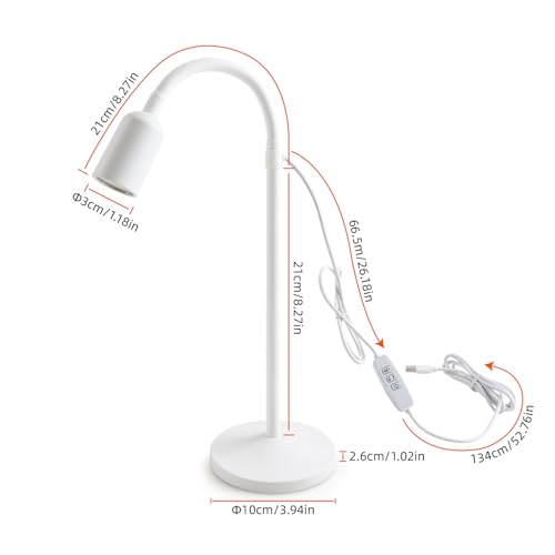 DAMI Dimmable LED Desk Lamp USB Powered, 3 Color Modes Flexible Gooseneck Reading Light, Eye-Caring Small Table Lamp for Home Office Study Bedroom Dorm Bedside - White - color: White