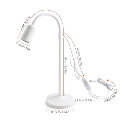 DAMI Dimmable LED Desk Lamp USB Powered, 3 Color Modes Flexible Gooseneck Reading Light, Eye-Caring Small Table Lamp for Home Office Study Bedroom Dorm Bedside - White - color: White