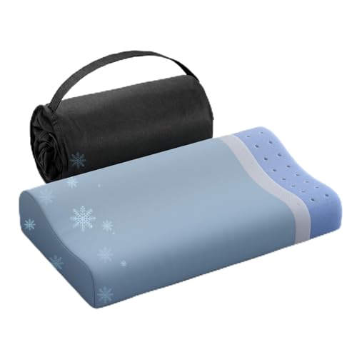 Camping Pillows for Sleeping - Memory Foam Travel Pillow 2 Heights Use - Small Travel Pillow for Camping, Hiking, Backpacking with Storage Bag (Blue) - color: Travel Size/ Grey