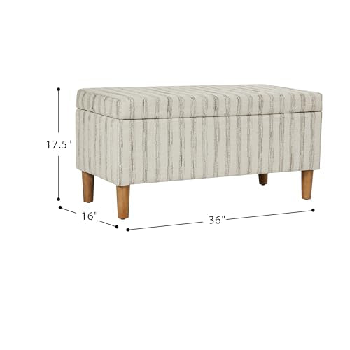 HomePop Malmo 36" Storage Bench - Gray & Cream Stripe - color: Gray and Cream Stripe
