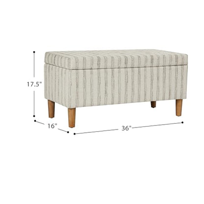 HomePop Malmo 36" Storage Bench - Gray & Cream Stripe - color: Gray and Cream Stripe