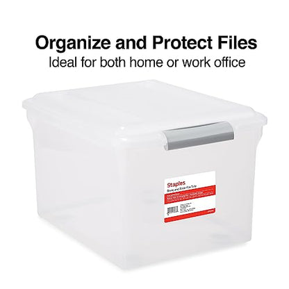 Staples Store & Slide Hanging File Box, Latch Lid, Letter/Legal Size, Clear - color: Clear, size: 1 Pack, style: Box (Latch Lid)
