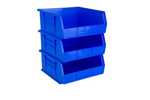 HE HUDSON EXCHANGE 11" x 11" x 5" (3 Pack) Plastic Stackable Storage Bin, Blue - color: Blue, size: 3 Pack