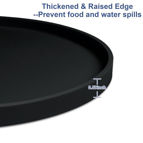 4 PCS Thickened Pet Silicone Food Mat, Nonslip Waterproof Cat Dog Feeding Bowl Mats with Raised Edges for Food and Water Prevent Spills, Round Eating Tray for Floors, Puppy Kitten, 10'' x 10''