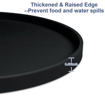 4 PCS Thickened Pet Silicone Food Mat, Nonslip Waterproof Cat Dog Feeding Bowl Mats with Raised Edges for Food and Water Prevent Spills, Round Eating Tray for Floors, Puppy Kitten, 10'' x 10''