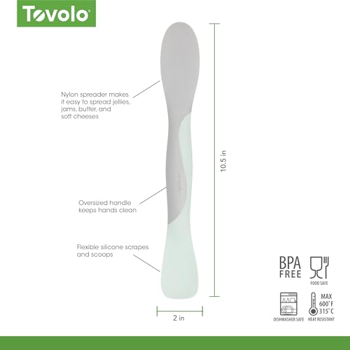 Tovolo Scoop and Spread Large Dual End Silicone Sandwich Spreader Tool with Nylon Handle, BPA Free Dishwasher Safe Silicone and Nylon Tool for Spreading and Scooping, Blue Haze and Oyster Gray - color: Blue Haze & Oyster Gray, size: Large