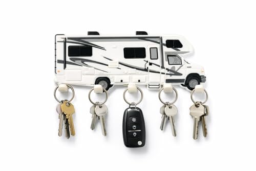 Camper Key Holder for Wall – No Drill No Holes, Adhesive Wall Mount Rack for Keys and Accessories – Cute Vintage Decor for Inside RV or Trailers – Stick On (RV Class C Keyholder) - color: RV Class C Keyholder