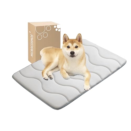 MICROCOSMOS 0.8" Thick Cooling Dog Foam Pad & Summer Pet Sleeping Mat, Machine Washable, Materials Safe, Portable Flat Pet Bed for Dogs.(Grey, 30" x 19") - color: Gray, size: 30"L x 19"W x 0.8"Th