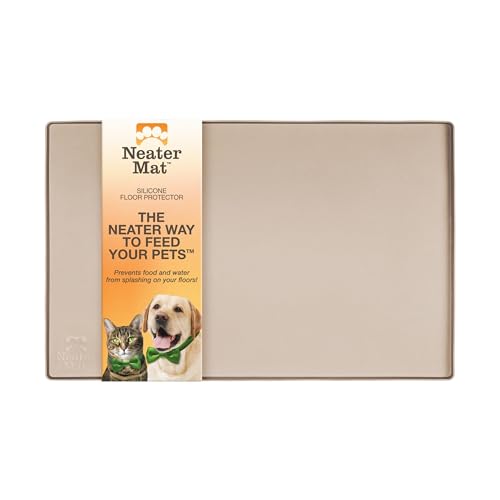 Neater Pet Brands Neater Mat Pet Mats for Food and Water, Cat & Dog Bowl Mat Waterproof Silicone, Feeding Tray, Dog Food Mats for Floors, Placemat w/ Raised Edge for Under Bowls, 19” x 12”, Cappuccino - color: Cappuccino, size: 19"L x 12"W