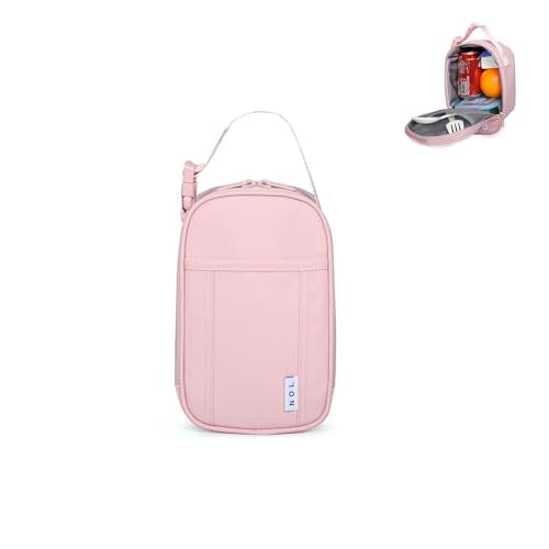 NOL Natural Organic Lifestyle Small Insulated Lunch Bag for Adult - Snack Bag Lunch Cooler Bag Soft Lunch Tote Bag for Work, Pink - color: Pink
