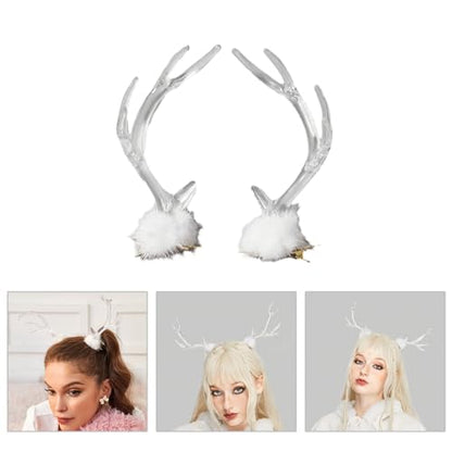 2PCS Clear Christmas Antler Hair Clip Festival Headwear For Woman Kids Bangs Taking Photo Shopping Travel Anti Slip Reindeer Antler Hair Clips Reindeer Hair Clips Reindeer Antler Hair Clips Kids Hair