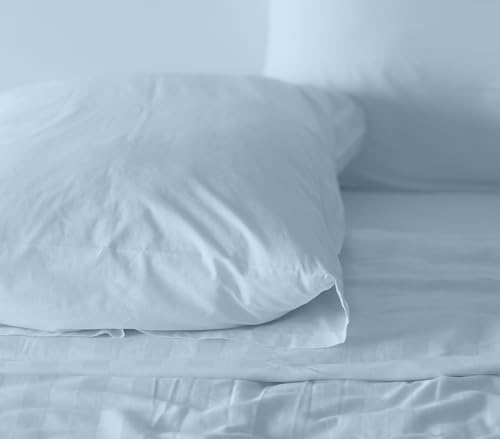RUVANTI 100% Cotton Percale Sheets, Full Size, Baby Blue | Crisp Cooling, Deep Pocket 16", Soft Breathable & Durable, Hotel-Style, 4 Piece Set - color: Baby Blue, size: Full