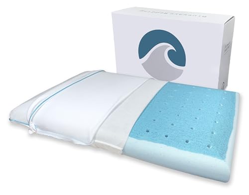 Bluewave Bedding Super Slim Max Cool CarbonBlue Gel Memory Foam Pillow for Stomach and Back Sleepers - Thin, Flat Design with Advanced Cooling (3.25-Inch Height, Standard Size) - style: 3.25"H Super Slim Max Cool (Standard)