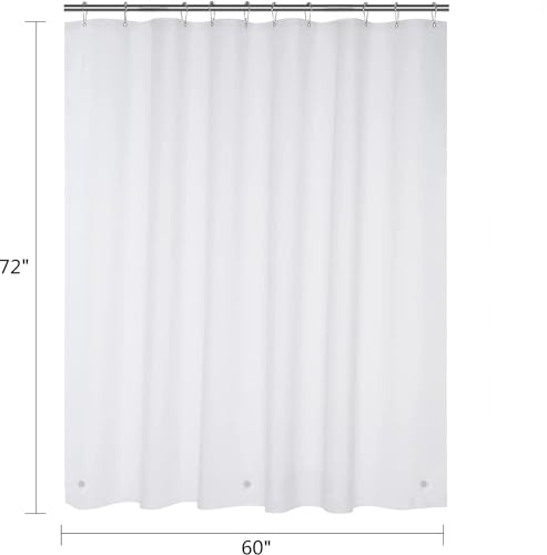 White Stall Shower Curtain Liner 60 x 72 inch Plastic Shower Liner Washable Inside Small Shower Curtain Liner PEVA Shower Curtains for Bathroom with Magnets and Rustproof Metal Grommet Holes - color: Pure White, size: 60"W x 72"L (Pack of 1)