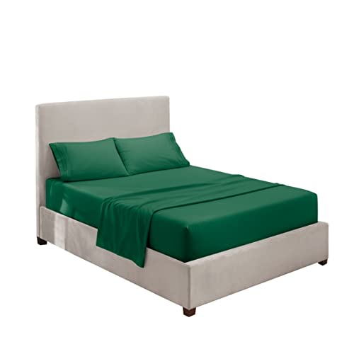 Hearth & Harbor Twin Size Sheets - 3 Piece Bed Sheet Set, Hotel Luxury Double Brushed Bed Sheets - Extra Soft Bedding Sheets & Pillowcases, Twin, Hunter Green - color: Hunter Green, size: Twin