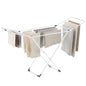 SONGMICS Clothes Drying Rack, Metal Laundry Drying Rack, Foldable, Space-Saving, Free-Standing Airer, with 2 Gullwings, Indoor Outdoor Use, Bed Linen Clothing, White ULLR540W01 - color: White, style: 2 Gullwings（19.7"D)