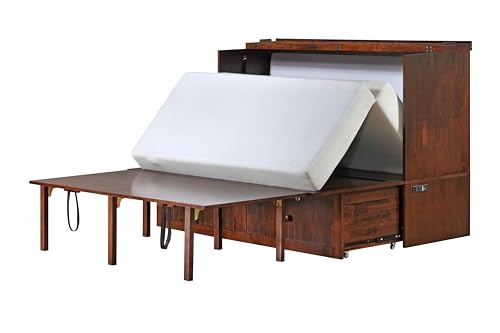 Mega Solutions Murphybedz Tuscany Murphy Cabinet Chest Bed with Charging Station 6 Inch (Tobacco, Queen) - color: Tobacco, size: Queen (U.S. Standard)