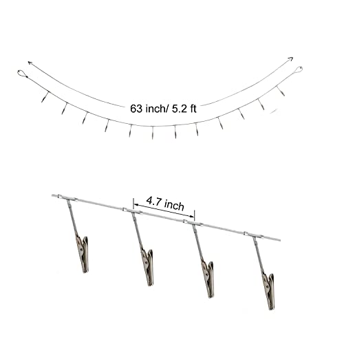 Multi-Purpose Steel Wall Hanging Photo Display Cable Wire Rod String with 12 Clips for Hanging Photos Notes and Artworks (Alligator Clip) - size: alligator clip