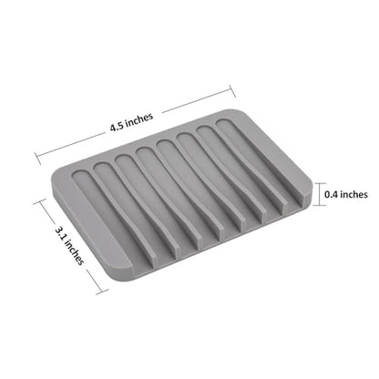 4PCS Self-Draining Silicone Bar Soap Dish and Holders for Shower | Easy Clean, Can Extend Soap Life, Premium Sponge Holder for Sink, Kitchen, Bathroom, or Counter, Soap Tray for Shower