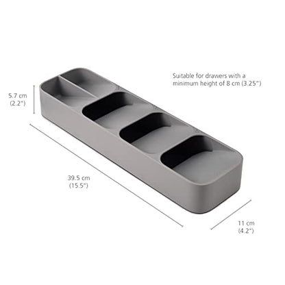 Joseph Joseph DrawerStore Compact Utensil Organizer For Kitchen Drawer Silverware, Flatware Tray, Small, Grey - size: Compact, style: Flatware Organizer
