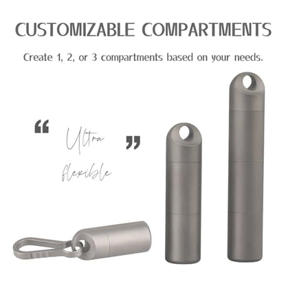Titanium Keychain Pill Holder - Compact, Durable, and Waterproof 3-Compartment Small Pill Case - Portable and Versatile Medicine Container for Everyday Use and Travel (Titanium Grey) - color: Titanium Grey