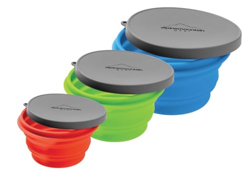 Collapsible Silicone Bowl with Lid for Camping and Backpacking - Camping Dishware Gear Essentials in Small/Medium/Large (Made by Caddis Sports) (Medium (Green)) - color: Medium (Green)