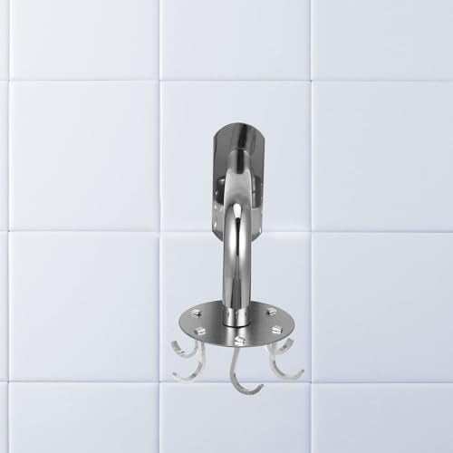 ABOOFAN Stainless Steel Multi-Function Rotating Hooks Set, No Punch Wall-Mounted Household Hangers for Bathroom and Kitchen Storage, Traceless Heavy Duty Organizer with 6 Hooks