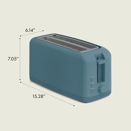 bella 4 Slice Slim Toaster, Fits-anywhere Kitchenware, 6 Setting Shade Control with Reheat & Cancel Buttons, Fits Sourdough, 10” Long Slot, Anti Jam & Auto Shutoff, 900 Watt, Surf - color: Surf, size: 4 Slice