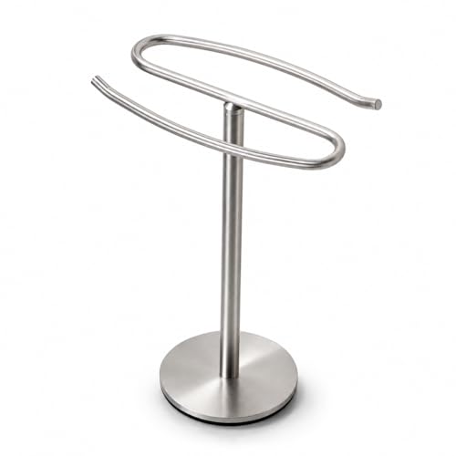 Brushed Nickel Hand Towel Holder Stand,13 Inch Free-Standing Towel Rack, SUS304 Stainless Steel Towel Bar Rack Stand, Tower Bar for Bathroom Kitchen Vanity Countertop… - color: Brushed Nickel