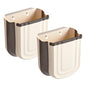 2 Pack Kitchen Hanging Trash Can, 2.4 Gallon / 9L Collapsible Waste Bin, Small Kitchen Compost Bin for Food Scraps, Wall Mounted Garbage Can for Bathroom, Car, RV（Khaki） - color: Khaki+Khaki