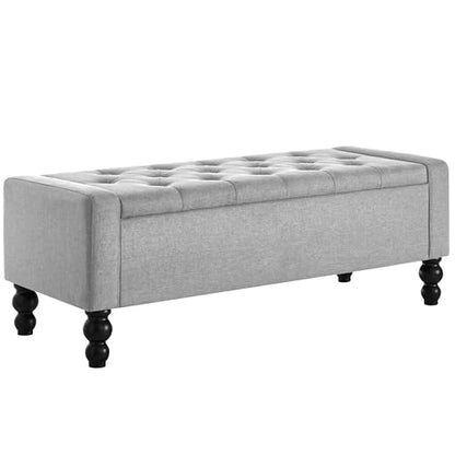 50" W Storage Ottoman Bench with Safety Hinge, Load up to 660 lb Ottoman with Storage, Upholstered Tufted Entryway Bench with Seating for Living Room, Bedroom, Light Gray - color: Light Gray
