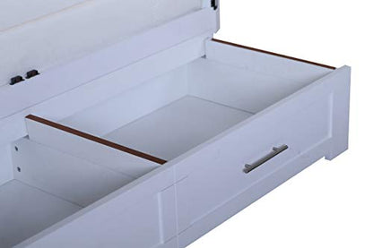 Daily Delight Murphy Cabinet Chest Bed with Charging Station & 6" Memory Foam Mattress, Queen (White) - color: White