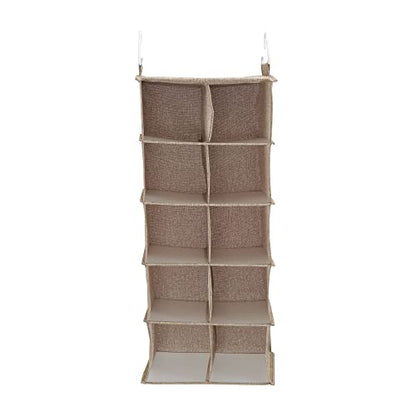 Household Essentials 10 Pocket Hanging Shoe Closet Organizer with Hooks - color: Latte