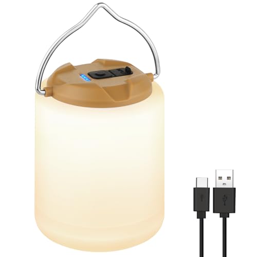 BOBKID LED Camping Lantern, Rechargeable Camping Light, 4 Modes Outdoor Flashlights Lanterns with 1000LM, Water Resistant Portable Emergency Camp Light for Hurricane Hiking Survival Kits - Khaki - color: Khaki