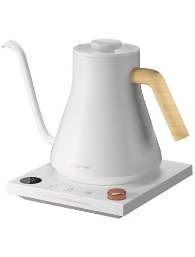 INTASTING Electric Kettles, Gooseneck Electric Kettle, ±1℉ Temperature Control, Stainless Steel Inner, Quick Heating, for Pour Over Coffee, Brew Tea, Boil Hot Water, 0.9L White - color: White