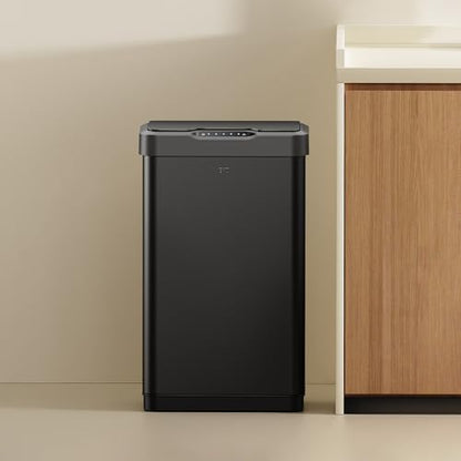 EKO Mirage-T 50 Liter / 13.2 Gallon Touchless Rectangular Motion Sensor Trash Can, Brushed Stainless Steel Finish (Matte Black) - size: Mirage 50L - Matte Black