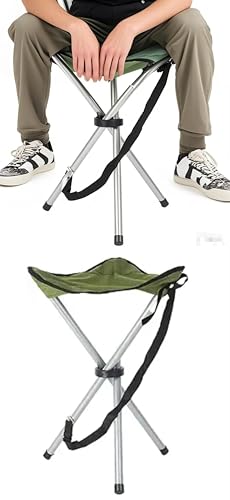 Folding Camping Stool,16.6" Folding Camping Chairs,Portable Tripod Seat,Outdoor Travel Tall Chair for Camping Walking Hunting Hiking Fishing Mountaineering Picnic Beach BBQ Garden Lawn(Pink) - color: Green