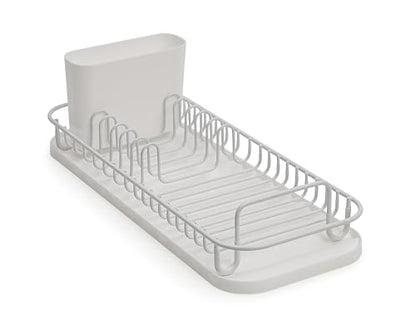 SunnyPoint 304 Stainless Steel NeverRust Compact Dish Drying Rack with Utensil Holder & Removable Drain Tray, Rustproof Small Dish Rack for Kitchen Countertop or Over Sink – White - color: Wht