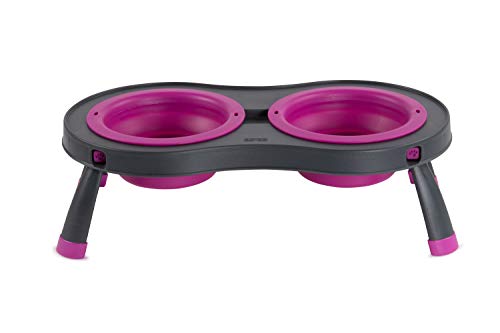 Dexas Pets Double Elevated Pet Feeder, Fuchsia, Small/1 Cup Capacity Bowls (PW1004322405) - color: Fuchsia, size: Small/1 Cup Capacity Bowls